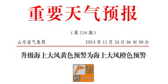 山东海上大风橙色预警，部门港口或暂停作业